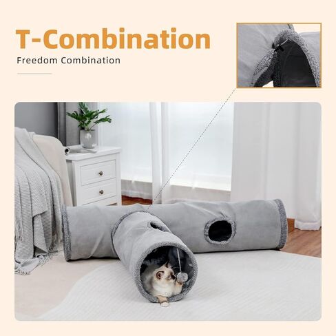 Cat Tunnel, Cat Toys for Indoor Cats, 43×6 Inch Collapsible Large Cat Tunnel, 4-Way Motion Cat Tunnel with Interactive Ball, Indoor and Outdoor Toys for Kittens, Puppies and Small Animals in Kuwait