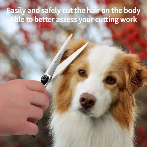 Fenice Peak 7.0'' Professional Dog Grooming Scissors Set with Black Non-Slip Handle 440C Stainless Steel Straight Thinning Curved Chunker Shears 4pcs Set for Pet Grooming Services in Kuwait