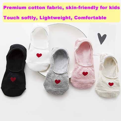 MRYUWB 5 إلى 10 أزواج من جوارب الأطفال البنات بدون عرض، جوارب ناعمة مضادة للانزلاق، جوارب مريحة للغاية للأطفال من سن 6 إلى 15 عامًا (10 أزواج من (أسود، أبيض، رمادي، بيج، وردي))... in Kuwait