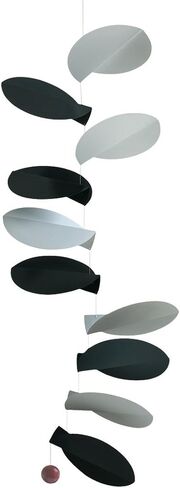 Turning Leaves White/Black Hanging Mobile - 32 Inches - High Quality - Handmade in Denmark by Flensted in Kuwait