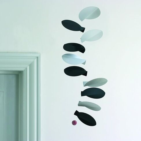 Turning Leaves White/Black Hanging Mobile - 32 Inches - High Quality - Handmade in Denmark by Flensted in Kuwait