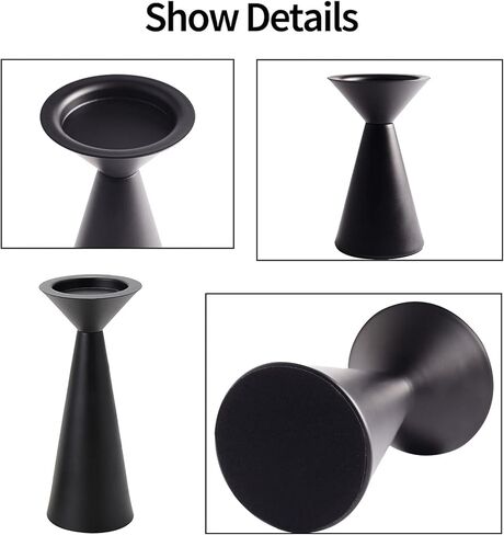 سوجون مجموعة حوامل شموع سوداء مكونة من 3 قطع - حوامل شموع معدنية للشموع العمودية - حامل شموع 3 أعمدة - حوامل شموع عمودية للطاولة - مجموعة حوامل شموع سوداء مزخرفة in Kuwait