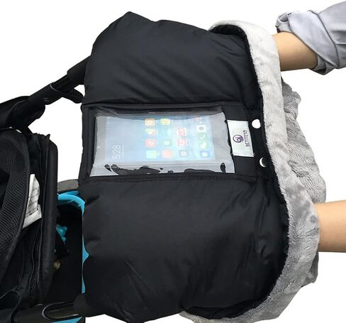 Fleece Stroller Hand Muff, BETITETO Winter Anti-freeze Gloves for Baby Stroller Jogger Pram Water Resistant Warmer Gift for Parents and Caregivers (Black) in Kuwait