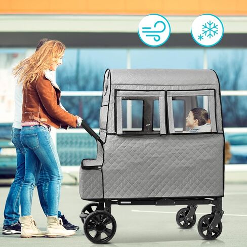 غطاء شتوي لعربة الأطفال لسلسلة Wonderfold W4، مملوء بألياف القطن للحفاظ على دفء الطفل، مقاوم للرياح ومقاوم للماء، ومحمي من الغبار والثلج، ملحق عربة الأطفال بتصميم إنساني، رمادي in Kuwait