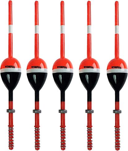 THKFISH Balsa Wood Spring Bobbers with Oval Slip Bobbers, Fishing Floats | 5pcs Fishing Floats and Bobbers for Crappie Panfish Walleyes Fixed Bobber (1"X0.7"X6") (1.25"X0.75"X6") (2"X1.14"X5.86") in Kuwait