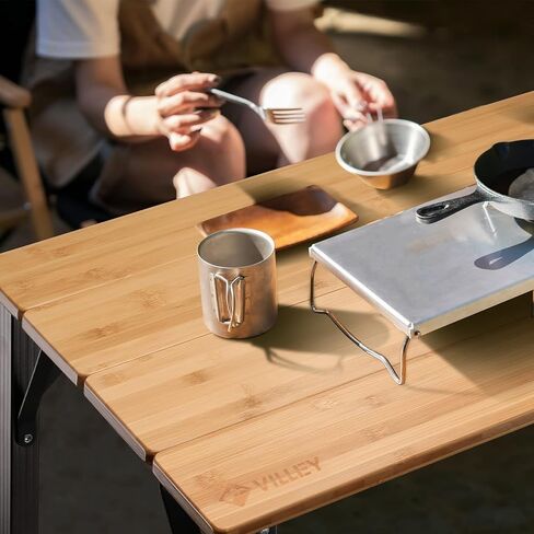 طاولة قابلة للطي من الخيزران من فيلي، طاولة تخييم محمولة مع ارجل من الالومنيوم قابلة للتعديل وشنطة حمل، طاولة شديدة التحمل 175 باوند للسفر والنزهة والطبخ والشاطئ في الاماكن المغلقة والمفتوحة in Kuwait