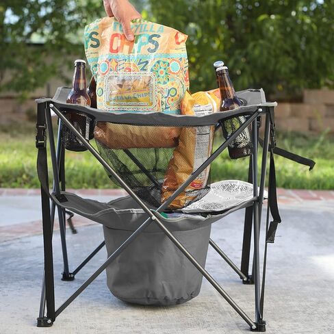 طاولة باب خلفي محمولة قابلة للطي مقاس 33.5 بوصة من ARROWHEAD، 4 حاملات أكواب، سلة طعام، مبرد معزول، بدون سطح مترهل، حقيبة حمل، إطار فولاذي، قماش 600D عالي الجودة، دعم في الولايات المتحدة الأمريكية in Kuwait