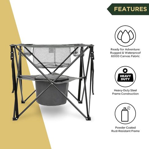 طاولة باب خلفي محمولة قابلة للطي مقاس 33.5 بوصة من ARROWHEAD، 4 حاملات أكواب، سلة طعام، مبرد معزول، بدون سطح مترهل، حقيبة حمل، إطار فولاذي، قماش 600D عالي الجودة، دعم في الولايات المتحدة الأمريكية in Kuwait