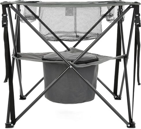 طاولة باب خلفي محمولة قابلة للطي مقاس 33.5 بوصة من ARROWHEAD، 4 حاملات أكواب، سلة طعام، مبرد معزول، بدون سطح مترهل، حقيبة حمل، إطار فولاذي، قماش 600D عالي الجودة، دعم في الولايات المتحدة الأمريكية in Kuwait