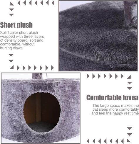 Cat Tree for Small Cat, Grey Cute Cat Tower Scratching Posts for Indoor Cats Two Storey Cat Jumping Platform Cat Bed Toys Pet Play House in Kuwait