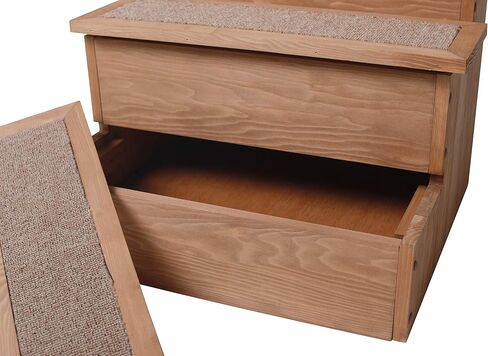 Zoovilla PTR0082212010 Yorkshire Pet Step مع مساحة تخزين، منحدر خشبي بجانب السرير مع مساحة تخزين، خشب طبيعي، 15.55 بوصة عمق × 17.50 بوصة عرض × 14.76 بوصة ارتفاع in Kuwait