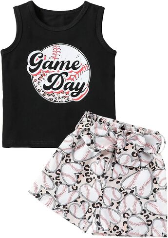 Ledy Champswiin Toddler Girl Summer Clothes Set Sleeveless Tank Tops High-waisted Baseball Shorts Baby Girl Outfits in Saudi Arabia