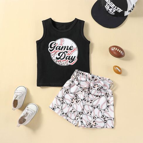 Ledy Champswiin Toddler Girl Summer Clothes Set Sleeveless Tank Tops High-waisted Baseball Shorts Baby Girl Outfits in Saudi Arabia
