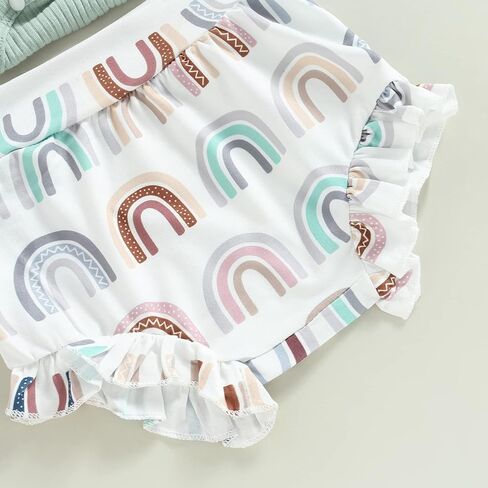 Newborn Baby Girl Summer Clothes Sleeveless Romper Bodysuit Tops Floral Ruffle Shorts+Headband 3pcs Baby Outfits in Kuwait