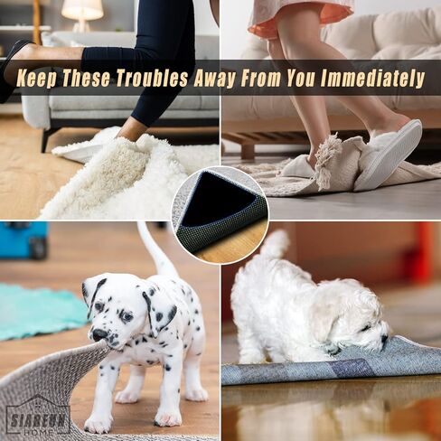 SIAREUN Rug Gripper، 8 قطع مقابض سجاد مضادة للانزلاق، قابض سجاد مزدوج الجوانب للأرضيات الصلبة، مقابض سجاد لسجاد المنطقة، مقابض زوايا السجاد، وسادات سجاد غير قابلة للانزلاق قابلة للغسل، زوايا سجاد لتثبيت البساط لأسفل in Kuwait