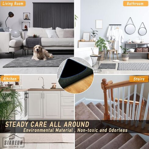 SIAREUN Rug Gripper، 8 قطع مقابض سجاد مضادة للانزلاق، قابض سجاد مزدوج الجوانب للأرضيات الصلبة، مقابض سجاد لسجاد المنطقة، مقابض زوايا السجاد، وسادات سجاد غير قابلة للانزلاق قابلة للغسل، زوايا سجاد لتثبيت البساط لأسفل in Kuwait