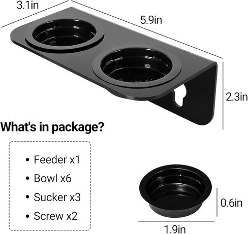 REPTI ZOO Reptile Gecko Feeder Ledge,2 in 1 Reptile Food Water Feeding Dish,Reptile Suction Cup Feeder with 6xBowls &3xSucker&2xScrews in Saudi Arabia
