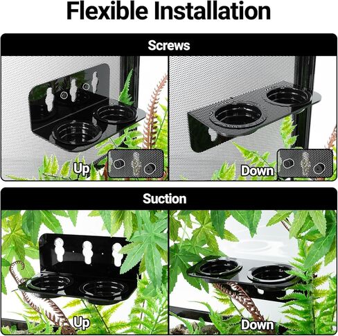 REPTI ZOO Reptile Gecko Feeder Ledge,2 in 1 Reptile Food Water Feeding Dish,Reptile Suction Cup Feeder with 6xBowls &3xSucker&2xScrews in Saudi Arabia