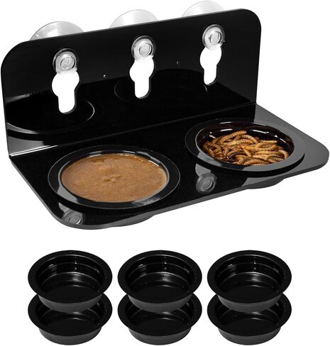 REPTI ZOO Reptile Gecko Feeder Ledge,2 in 1 Reptile Food Water Feeding Dish,Reptile Suction Cup Feeder with 6xBowls &3xSucker&2xScrews in Saudi Arabia