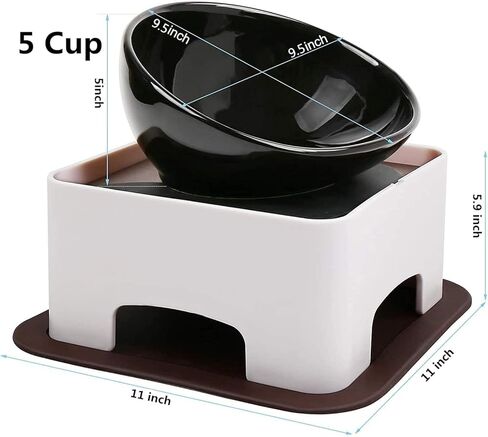 JWPC وعاء البلدغ المضاد للانزلاق للكلاب والقطط، طبق مطاطي قابل للفصل للكلاب، وعاء معقم مائل للحيوانات الأليفة، قاعدة منحدر (رمادي، 2 كوب (كلب صغير/متوسط)) in Kuwait