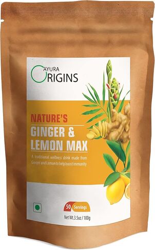 AYURA ORIGINS Nature's Ginger & Lemon Extract Powder | 3.5 Oz (100 Grms) | Supports Kidney Health | Herbal Detox and Diuretic Supplement | 50 Servings in Saudi Arabia