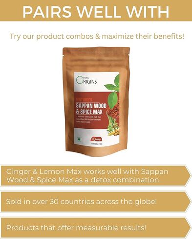 AYURA ORIGINS Nature's Ginger & Lemon Extract Powder | 3.5 Oz (100 Grms) | Supports Kidney Health | Herbal Detox and Diuretic Supplement | 50 Servings in Saudi Arabia