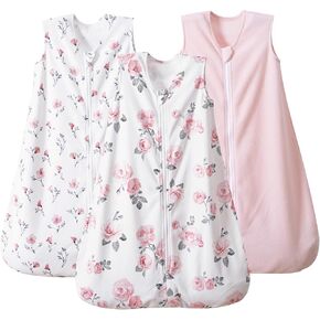 PHF 3 Pack Soft Micro-Fleece Baby Sleep Sack, 12-18 Months Warm Baby Wearable Blanket, 2-Way Zipper Sleeping Bags, Comfy Toddler Sleeping Sack for Baby Girls, Large Size, Snow White&Grey&Pink in Kuwait