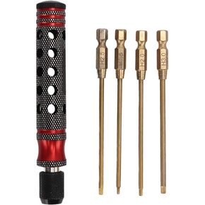4 in 1 Hex Screwdriver Set, 1.5mm/0.06in, 2mm/0.08in, 2.5mm/0.1in, 3mm/0.12in,Hexagonal Hollow Screw Driver Bit Tool Set Manual Repair Accessories Supplies for RC Car Ship Airplanes(Gold)
