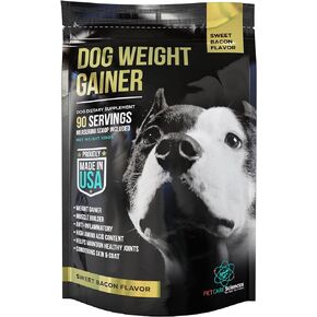 Dog Weight Gainer with Skin & Coat Support - Weight Gain Supplements for Dogs - Canine and Dog Muscle Builder - Protein Powder - High Calorie Food Supplement - 90 Servings