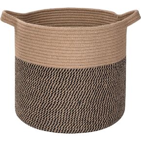 تصميم MINTWOOD سلة تخزين من الحبال القطنية المنسوجة مقاس 15 × 14 بوصة، سلة سلة ألعاب محشوة، سلة غسيل، سلة حضانة، سلة بطانية، سلة ألعاب للكلاب، سلة هدايا، بني in Kuwait
