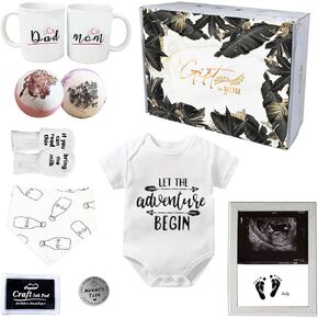 New Mom Gifts for Women 2023, Gender Reveal Gifts with Mom & Dad Mugs, Decision Coin, Baby Shower Gifts, Baby Picture Frame, Bibs, Onesie, Socks, Perfect Pregnancy Gifts for First Time Moms in Kuwait