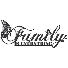 Family Signs Metal Wall Decor, Family Is Everything Word Sign with Butterfly for Home Decor Wand, Black Iron Wall Art Plaque Decorations for Living Room, Housewarming, 43.2x16 cm (Family)