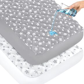 Crib Mattress Protector Waterproof 2 Pack Quilted Crib Mattress Pad Cover, Extra Soft Breathable Toddler Mattress Pad Cover - 28" x 52"