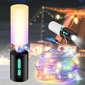 Color String Lights + Camping Lantern Flashlight: 33FT Camping String Lights with 4000mAh Power Bank, Waterproof LED Camping Lights, Portable Tent Lights for Camping Power Outage Emergency Home in Kuwait