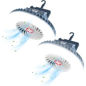 Portable Camping Fan with LED Lantern XTAUTO USB Rechargeable Waterproof Tent Fan with Hanging Hook Magnet Survival Kits for Indoor Outdoor Hiking Car Office Desk Outdoor Emergency Power Outage 2-pack in Kuwait