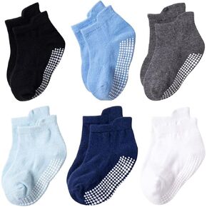 BEHELE Non-skid Baby Ankle Socks with Anti Slip Grips for Toddler Infant Kids Boys Girls