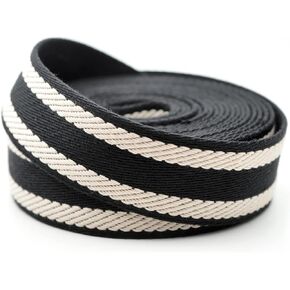 CRAFTMEMORE 1.5 Inches Cotton Webbing Strap, Spiral Pattern, Heavy Webbing Straps for Arts and Crafts, Luxury Bag Strap (5 Yards, Black-Ivory) in Kuwait