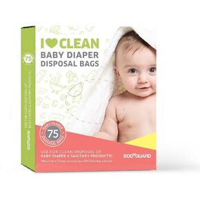 Bodyguard Baby Diaper Disposable Bags - 75 Bags | Odor Sealing for Diapers, Food Waste, Pet Waste, Sanitary Product Disposal | Durable and Unscented in Kuwait