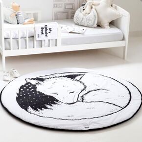 Hiltow Round Rugs Baby Rug Nursery Rugs Cute Fox Design Home Decoration Area Rugs Bedroom/Living Room Carpet Mat Baby Crawling Mats Kids Play Mat(Diameter : 39 inches) in Saudi Arabia