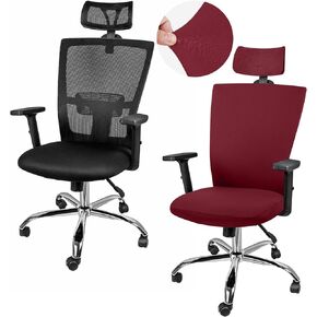 3 Pieces Headrest Chair Cover Office Chair Cover Rolling Desk Chair Cover Gaming Chair Covers Stretch Washable Computer Chair Slipcovers for Swivel Chair Armchair Computer Boss Chair (Light Pink)