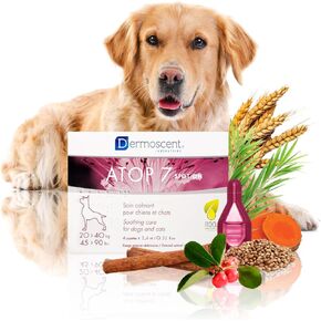 Dermoscent ATOP 7 spot-on - Medium Dogs 22-45 lbs - Soothing Care for Sensitive, Dry and Itchy Skin or Allergy Prone Skin - Natural Ingredients - 4 pipettes in Kuwait