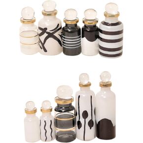 زجاجات صغيرة من الزجاج الفارغة من CraftsOfEgypt Genie للعطور أو الزيوت العطرية أو الجرعات - مجموعة من 10 قوارير صغيرة مزخرفة، ارتفاع كل منها 2 بوصة (5 سم)، ألوان متنوعة in Kuwait