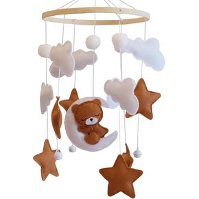 Baby Crib Mobile - Bear Mobile for Crib, Felt Cloud Nursery for Boys and Girls, Baby Bassinet Mobile Toy - Shower Set for Infant Bedroom Hanging Decoration in Saudi Arabia