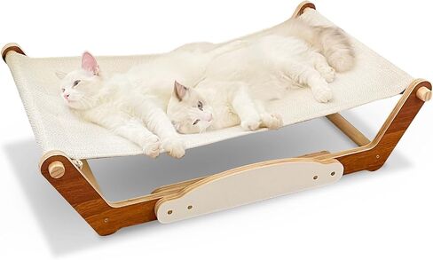 Large Cat Bed Dog/Pet Hammock Bed Free-Standing Sleeping Bed,Solid Wood Frame, Pet Supplies Whole Wash Stable Structure Detachable Excellent Breathability Easy Assembly Indoors Outdoors in Saudi Arabia