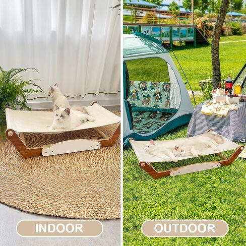 Large Cat Bed Dog/Pet Hammock Bed Free-Standing Sleeping Bed,Solid Wood Frame, Pet Supplies Whole Wash Stable Structure Detachable Excellent Breathability Easy Assembly Indoors Outdoors in Saudi Arabia