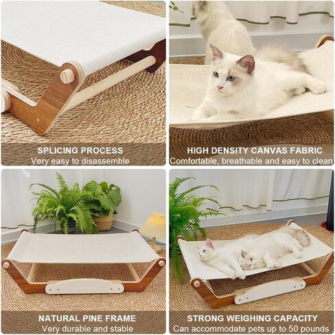 Large Cat Bed Dog/Pet Hammock Bed Free-Standing Sleeping Bed,Solid Wood Frame, Pet Supplies Whole Wash Stable Structure Detachable Excellent Breathability Easy Assembly Indoors Outdoors in Saudi Arabia