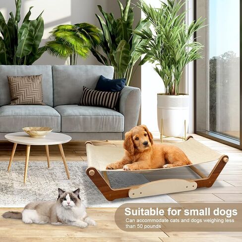 Large Cat Bed Dog/Pet Hammock Bed Free-Standing Sleeping Bed,Solid Wood Frame, Pet Supplies Whole Wash Stable Structure Detachable Excellent Breathability Easy Assembly Indoors Outdoors in Saudi Arabia