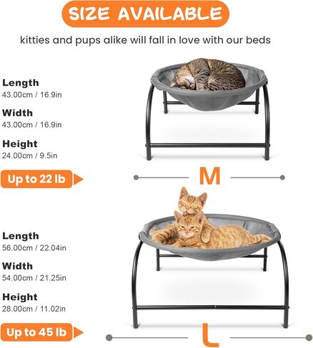 JUNSPOW Medium Cat Bed, Detachable, Breathable Mesh, Easy Assembly, Suitable for Indoor and Outdoor Use in Kuwait