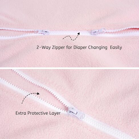 PHF 3 Pack Soft Micro-Fleece Baby Sleep Sack, 12-18 Months Warm Baby Wearable Blanket, 2-Way Zipper Sleeping Bags, Comfy Toddler Sleeping Sack for Baby Girls, Large Size, Snow White&Grey&Pink in Kuwait