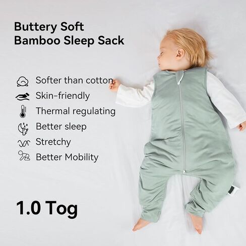 BubblePanda Rayon Made from Bamboo Toddler Sleep Sack with Feet 12-24 Months 1.0 Tog Ultra Soft Toddler Sleeping Sack 1t-2t Sleep Bag Walker Quilted Wearable Blanket with Legs 2-Way Zipper Lightweight in Saudi Arabia
